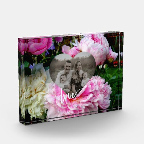 personalized heart template love calligraphy roses photo block
