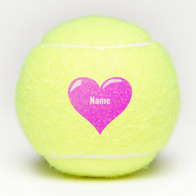 Personalized Heart Tennis Balls with Custom Name (Front)