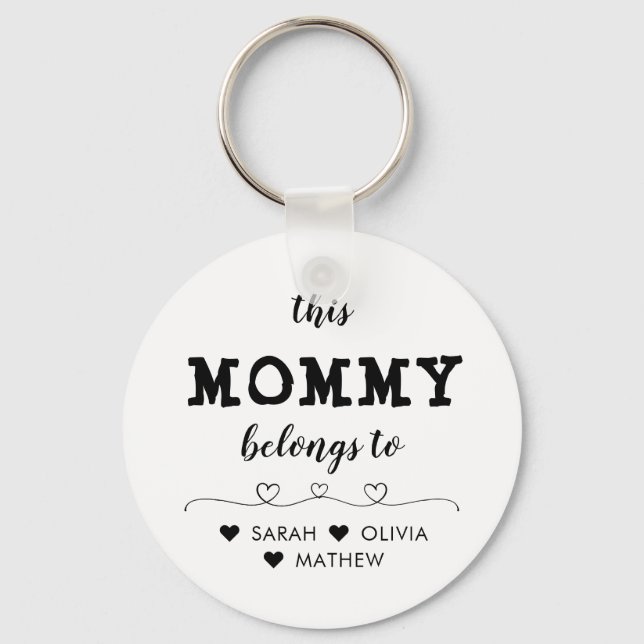 Personalized Heart This Mommy Grandma Belongs to Keychain (Front)