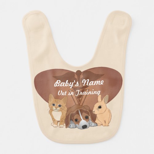 Personalized Heart Veterinary Animals Baby Bib