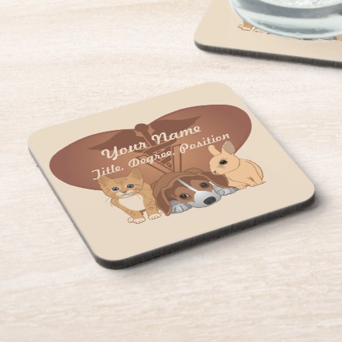 Personalized Heart Veterinary Animals Beverage Coaster
