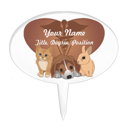 Personalized Heart Veterinary Animals Cake Topper