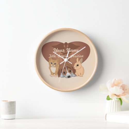 Personalized Heart Veterinary Animals Clock