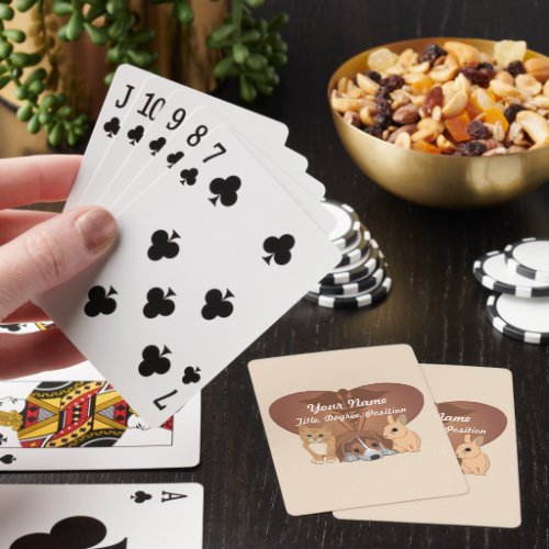 Personalized Heart Veterinary Animals Playing Cards