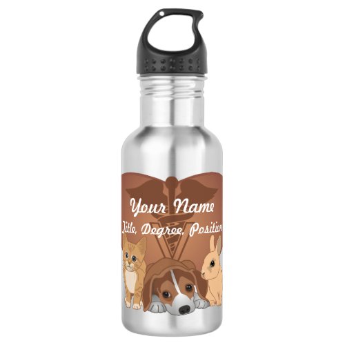 Personalized Heart Veterinary Animals Stainless Steel Water Bottle