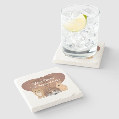 Personalized Heart Veterinary Animals Stone Coaster