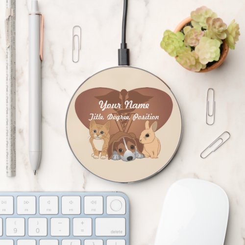 Personalized Heart Veterinary Animals Wireless Charger