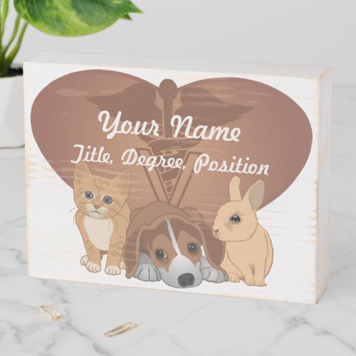 Personalized Heart Veterinary Animals Wooden Box Sign