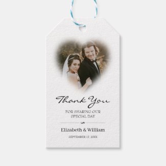 Personalized Heart Wedding Photo Thank You Gift Tags