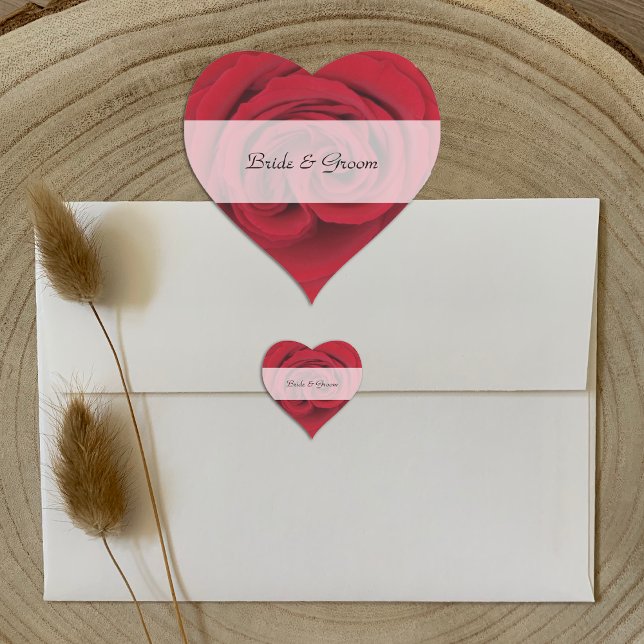 Personalized Heart Wedding Stickers --  Red Rose (Creator Uploaded)