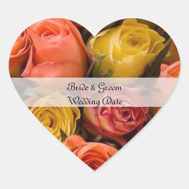 Personalized  Heart  Wedding Stickers  Template (Front)