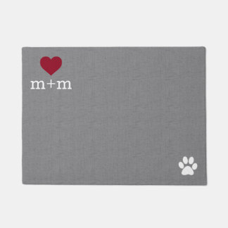 Personalized Heart Welcome Grey Pet Mat