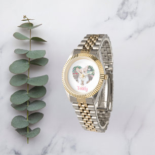 Personalized Heart with Paw Prints & Photo Watch