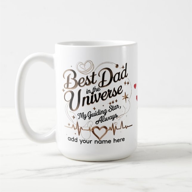 Personalized Heartbeat Star Gift for Him Coffee Mug (Left)