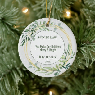 Personalized Heartfelt Son In Law Ceramic Ornament