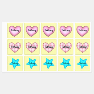 Personalized Hearts and Stars with Name Kids' Labels