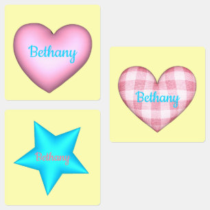 Personalized Hearts and Stars with Name Kids' Labels