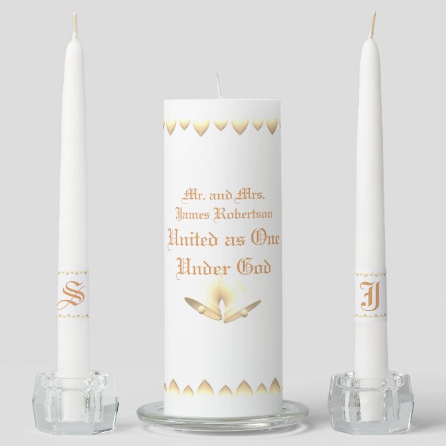 Personalized Hearts & Bells Christian Unity Candle (Front)