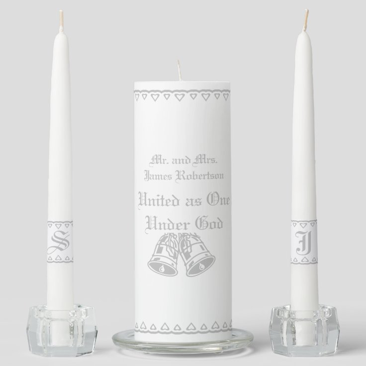 Personalized Hearts & Bells Christian Unity Candle Set | Zazzle