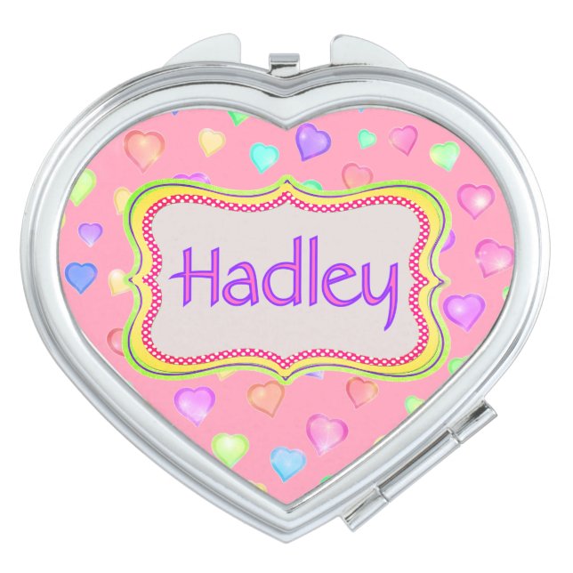 Personalized Hearts Compact Mirror (Front)