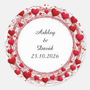 💖 Personalized Hearts For Couple Celebration Deco Classic Round Sticker