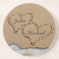 Personalized Hearts in the Sand coasters Personalized Hearts in the Sand coasters