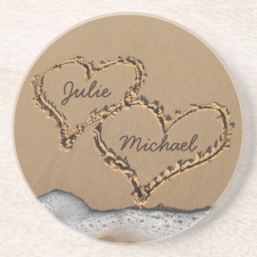 Personalized Hearts in the Sand coasters