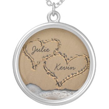 Personalized Hearts In The Sand Necklace by pmcustomgifts at Zazzle