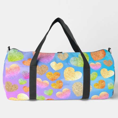 Personalized Hearts in the Sky Large Duffle Bag