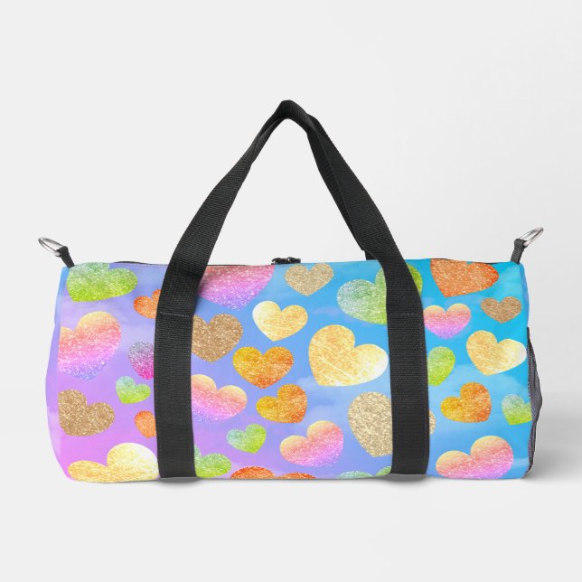 Personalized Hearts in the Sky Small Duffle Bag (Front)