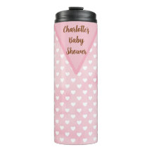 Personalized Hearts on Pink Thermal Tumbler