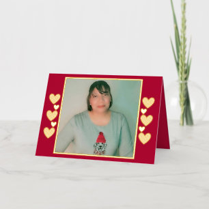 Personalized Hearts Photo Gold Foil Folded Card