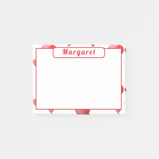 Personalized Hearts  Post-it Notes (Front)
