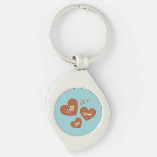 Personalized Hearts Teal Mother & Children Keychain