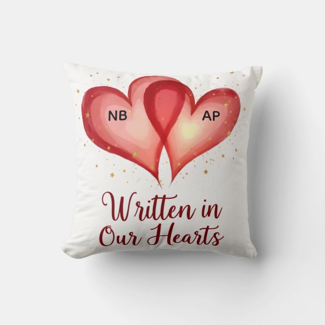 Personalized Hearts Throw Pillow (Front)