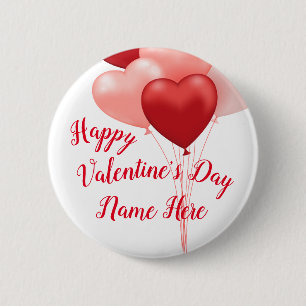 Personalized Hearts Valentines Day Button