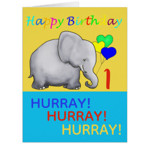 Personalized Heartwarming Elephant 1st Birthday Cards