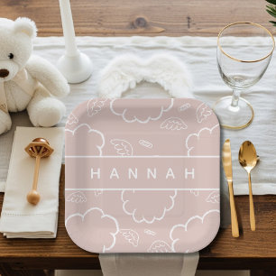 Personalized Heavenly Angel Halo Cloud  Pink   Paper Plates