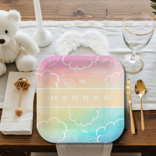Personalized Heavenly Angel Halo Cloud  Rainbow  Paper Plates
