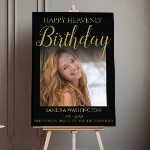 Personalized Heavenly Birthday Photo Memorial Foam Board