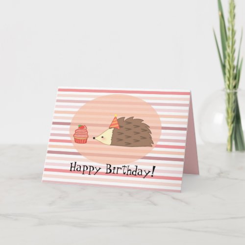 Personalized Hedgehog and Cupcake Card