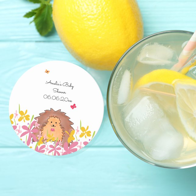 Personalized Hedgehog Baby Shower Paper Coaster (Creator Uploaded)