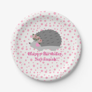 Personalized Hedgehog Birthday Paperplate Paper Plates