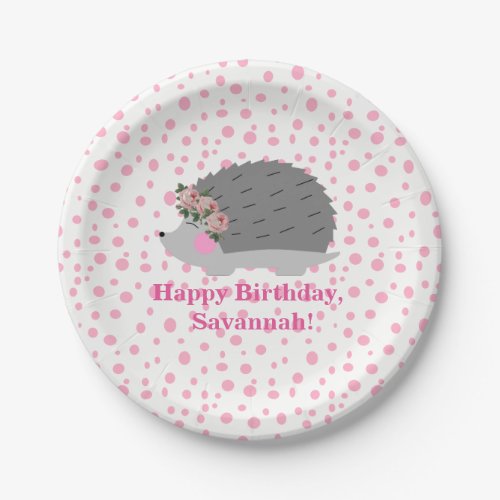 Personalized Hedgehog Birthday Paperplate Paper Plates