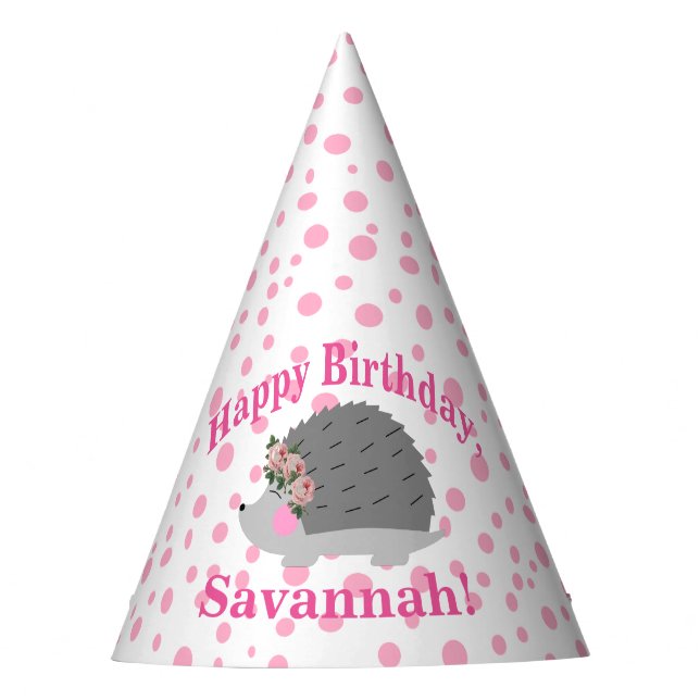 Personalized Hedgehog Birthday Party Hat (Front)