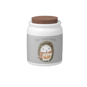 Personalized HedgeHog Candy Jar with Cork Lid