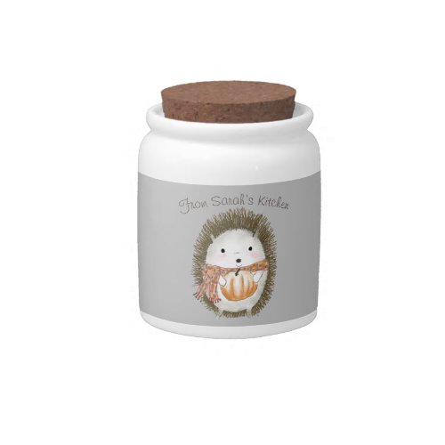 Personalized HedgeHog Candy Jar with Cork Lid