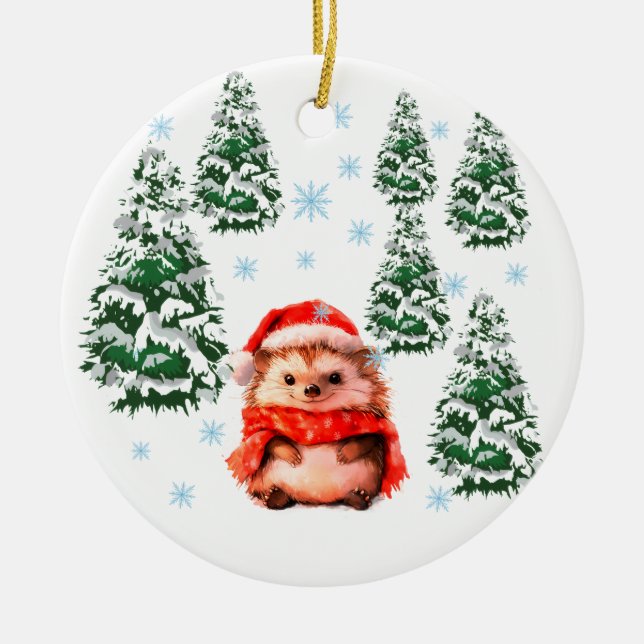 Personalized Hedgehog Christmas Ornament 2025, Cut (Front)