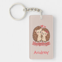 Personalized Hedgehog Hugs Keychain with Name