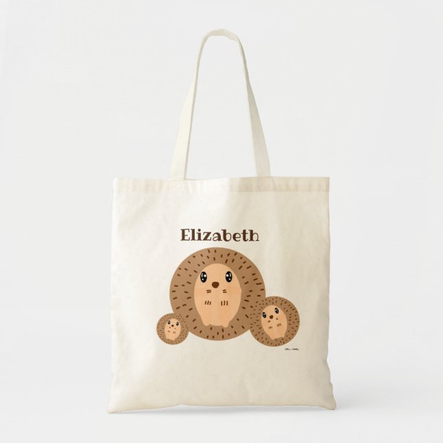 Personalized Hedgehog Kawaii Tote Bag (Front)